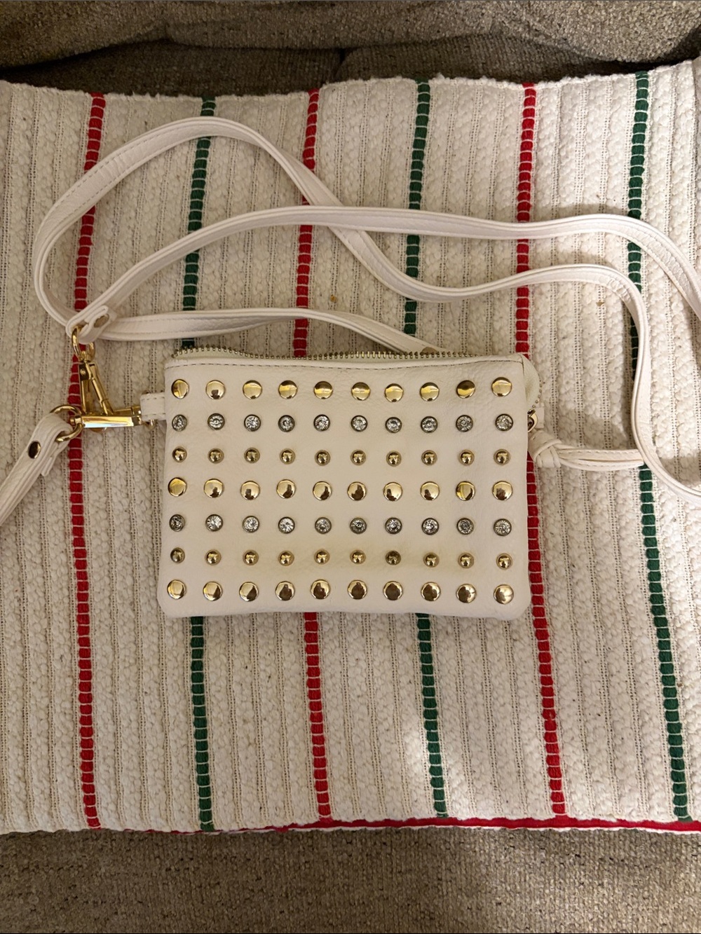Charming Charlie White Crossbody with Mixed Metal Studs